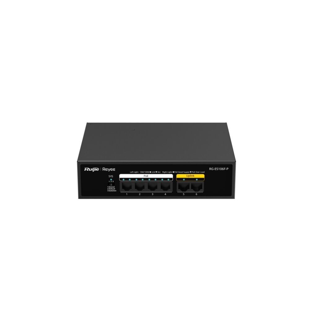 Ruijie Reyee - 6-Port 10/100 Mbps Unmanaged PoE Switch