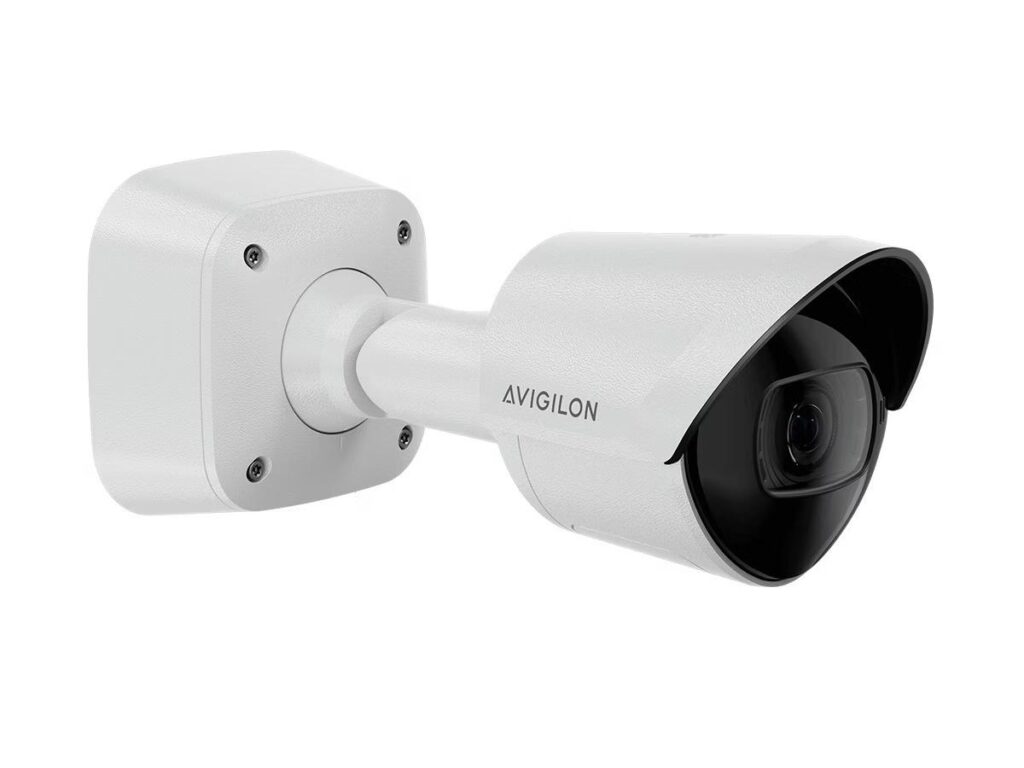 Avigilon 8.0C-H6A-BO1-IR 8MP Outdoor Bullet IP Camera, H.265: H.264: MJPEG, 4.4-9.3mm 2.1x Varifocal Motorised Lens, Vandal Resistant, Digital WDR, Auto Focus Lens, ICR D/N Filter, IR LEDs, AI-Metadata, External I/O, OnBoard Storage, 12VDC: 24VAC: PoE